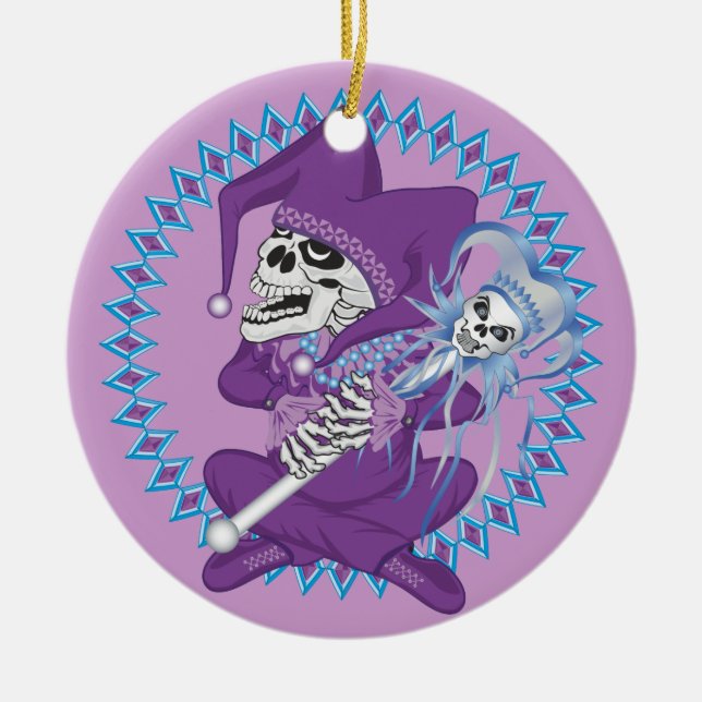 Cute Jester Skull Julgransprydnad Keramik (Framsidan)