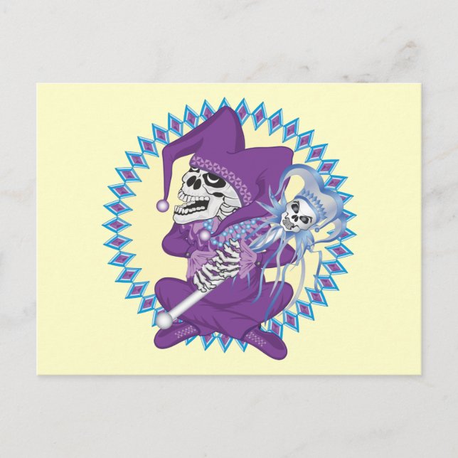 Cute Jester Skull Vykort (Framsida)
