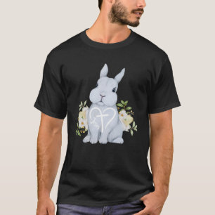 Cute Jesus Kärlek, kanin Bunny Vår blommor Lycklig T Shirt