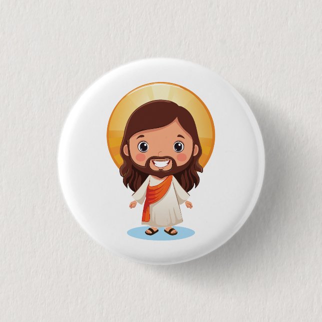 Cute Jesus Kristus Illustration Knapp (Framsida)