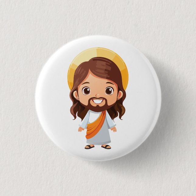 Cute Jesus Kristus Illustration Knapp (Framsida)