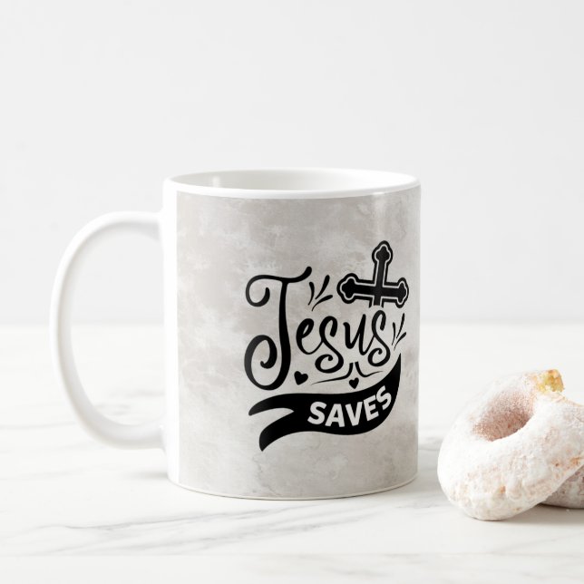 Cute Jesus Sparar den kristna designen marmorerad Kaffemugg (Med munk)