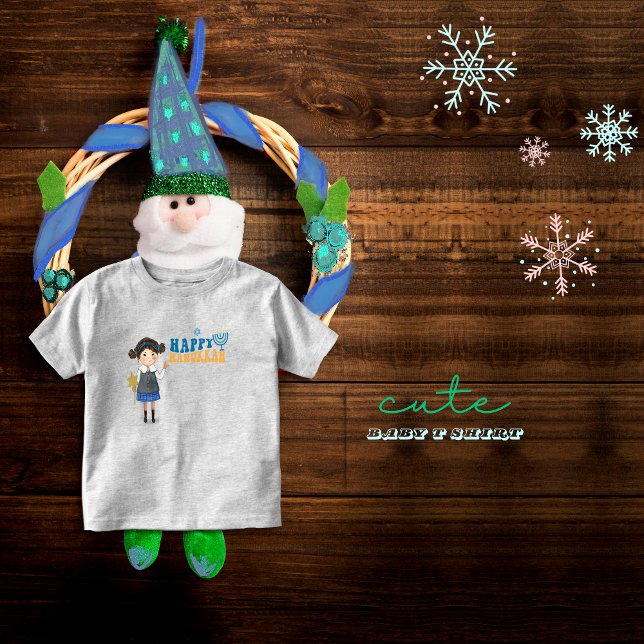 Cute Jewish Girl Lycklig Hanukkah T Shirt (Cute Jewish Girl Happy Hanukkah Toddler T-shirt)