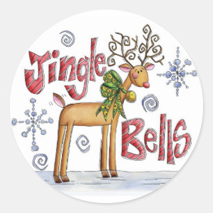 Cute Jingle Bell-klistermärken Runt Klistermärke