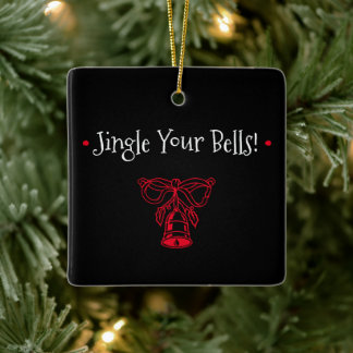 Cute Jingle Bells Black & Red Tree Ornament