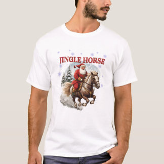 Cute Jingle Horse Santa Riding Horse God jul T Shirt