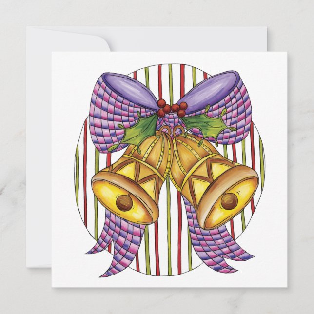 Cute Jingle Klockor med Ribbon och Bow Inbjudningar (Framsida)