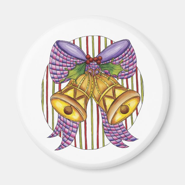 Cute Jingle Klockor med Ribbon och Bow Magnet (Framsidan)