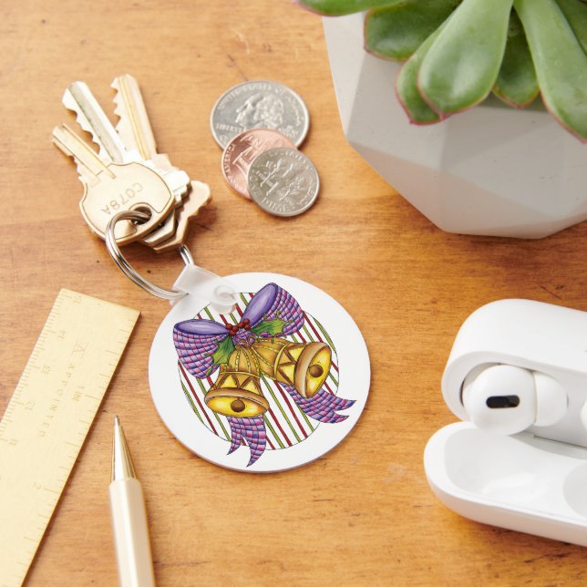 Cute Jingle Klockor med Ribbon och Bow Nyckelring (Skrivbord)
