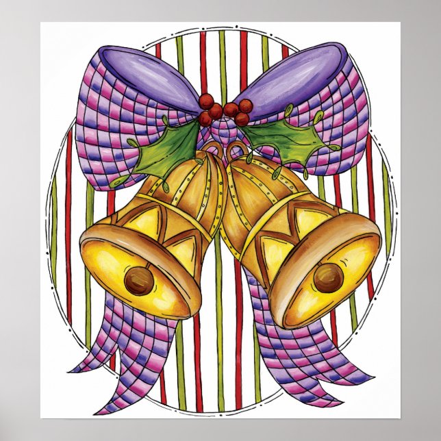 Cute Jingle Klockor med Ribbon och Bow Poster (Framsidan)