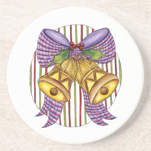 Cute Jingle Klockor med Ribbon och Bow Underlägg Sandsten (Framsidan)