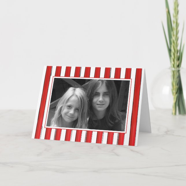 Cute Jingle Klockor Roligt Simple 1 Photo Family Helgkort (Framsida)