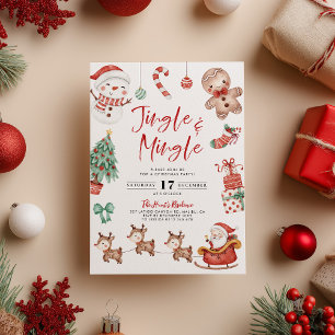 Cute Jingle & Mingle-inbjudan till julfest Inbjudningar