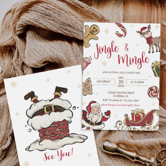 Cute Jingle & Mingle-inbjudan till julfest Inbjudningar (Skapare uppladdad)