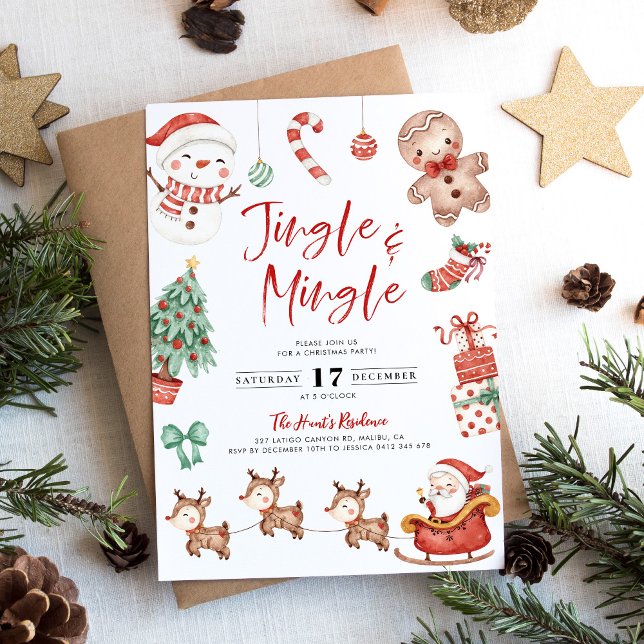 Cute Jingle & Mingle-inbjudan till julfest Inbjudningar (Skapare uppladdad)