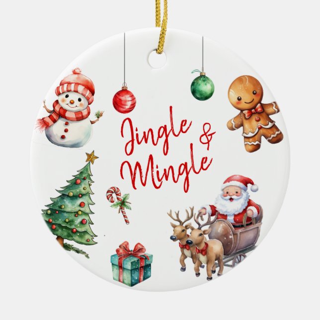 Cute Jingle och Mingle-jul Julgransprydnad Keramik (Framsidan)