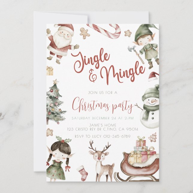 Cute Jingle och Mingle jul Party Inbjudningar (Framsida)
