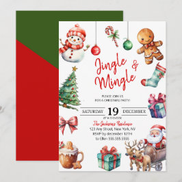 Cute Jingle och Mingle jul Party Inbjudningar