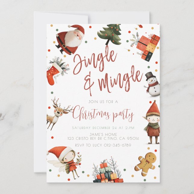 Cute Jingle och Mingle jul Party Inbjudningar (Framsida)