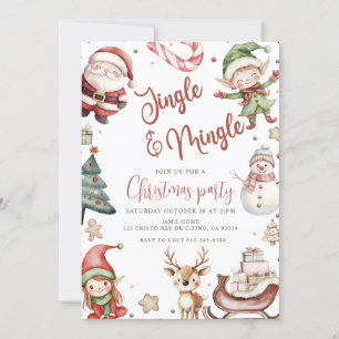 Cute Jingle och Mingle jul Party Inbjudningar