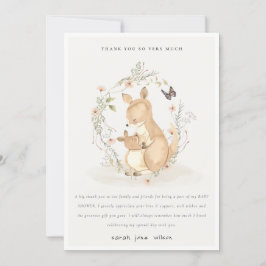 Cute Joey Mamma Kangaroo Blommigt Utandningsskugga Tack Kort