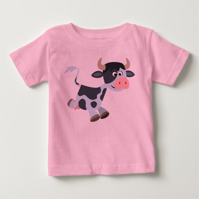 Cute Joging Tecknad Cow Baby T-Shirt (Framsida)