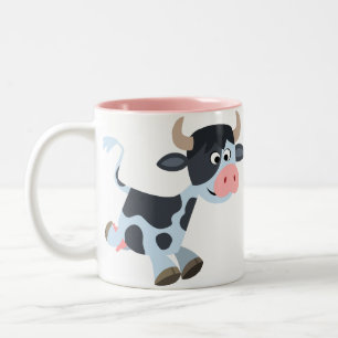 Cute Joging Tecknad Cow Mugg