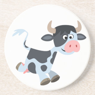 Cute Joging Tecknad Cow Underlägg
