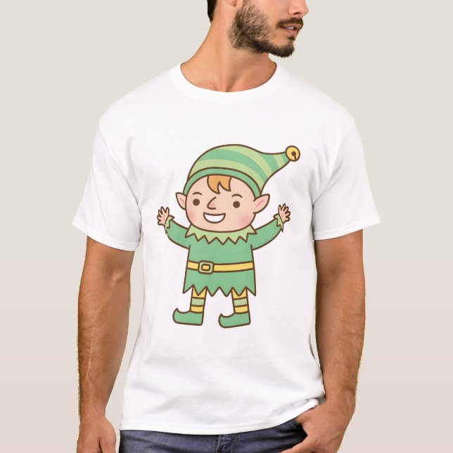Cute Jolly Elf Doodle T Shirt (Framsida)