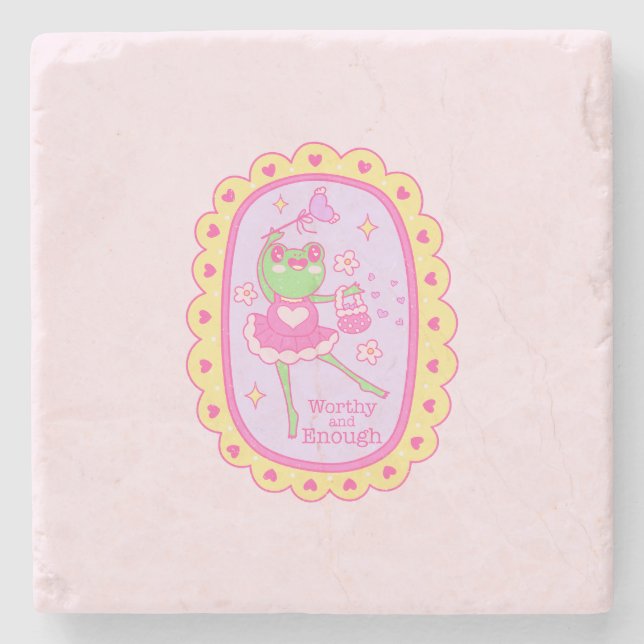 Cute Jolly Frog - Värdig och tillräckligt Stenunderlägg (Framsidan)