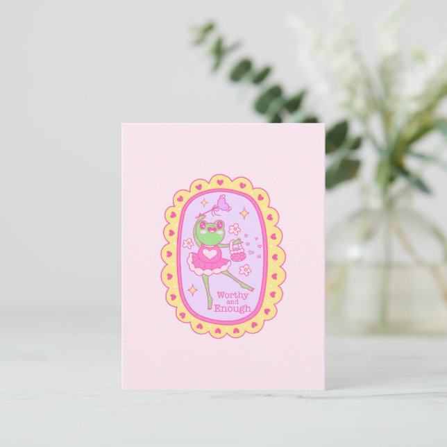 Cute Jolly Frog - Värdig och tillräckligt Vykort (Stående Fram)