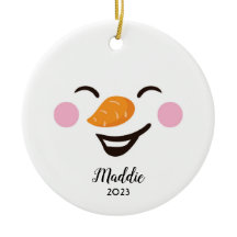 Cute, jolly snögubbe ansikte personlig namn, år