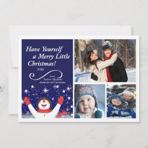 Cute Jolly Snögubbe Helgdag Photo Card Julkort