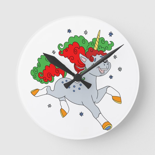 Cute jolly unicorn rund klocka (Framsida)