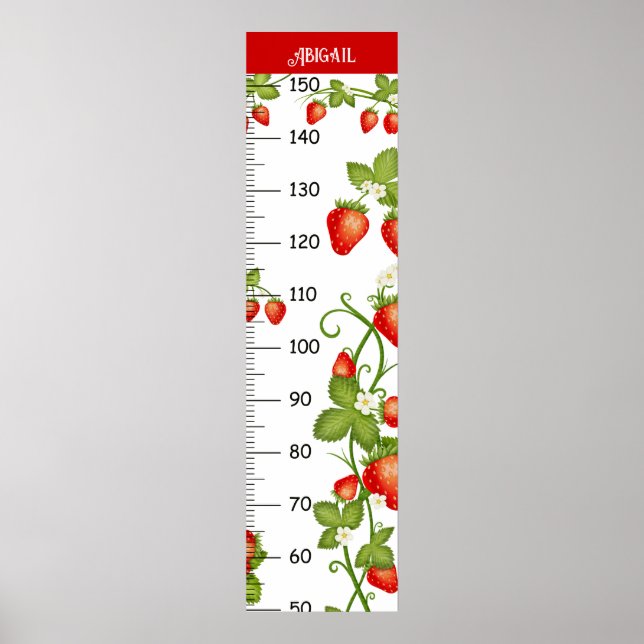 Cute Jordberry Mönster med Lövens tillväxtdiagram Poster (Framsidan)