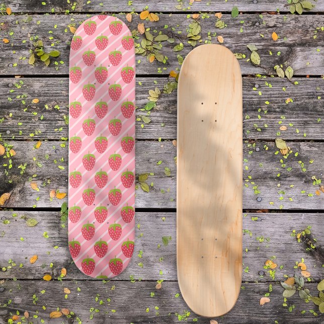 Cute jordgubbar och rand mönster mini skateboard bräda 18,5 cm (Skapare uppladdad)