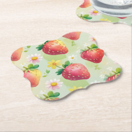 Cute jordgubbar, regnbåge, mönster födelsedagsfest underlägg papper
