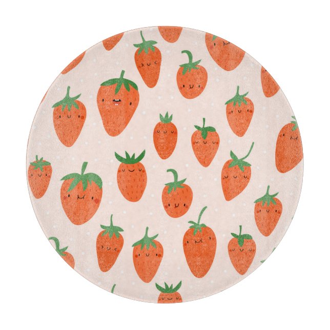 Cute Jordgubbar: Vintage Tecknad Mönster (Framsidan)