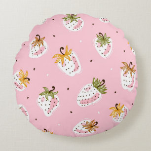 Cute Jordgubbe vintage Sömlös mönster. Frukt Rund Kudde