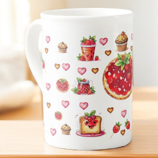 Cute jordgubbsbär 💗 🍓 🥨 benporslin mugg