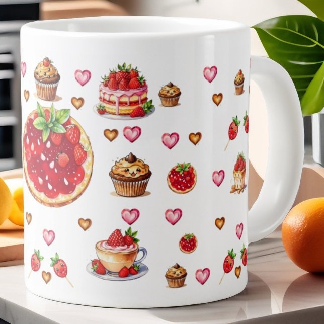 Cute jordgubbsbär 💗 🍓 🥨 kaffemugg (Skapare uppladdad)