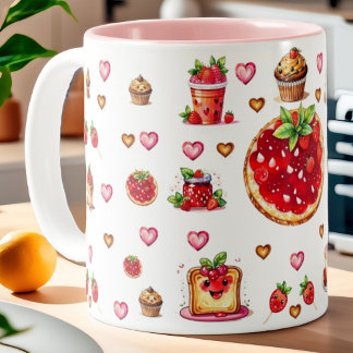 Cute jordgubbsbär 💗 🍓 🥨 Två-Tonad mugg