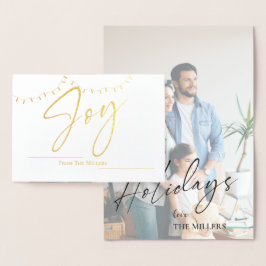 Cute Joy Photo Family Namn String Light jul Folierat Kort