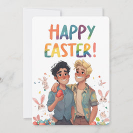 Cute Joyous Gay Gouple Påsk Card Julkort