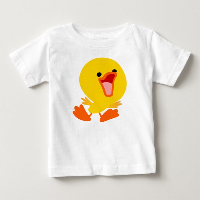 Cute Joyous Tecknad Duckling Baby T-Shirt (Framsida)