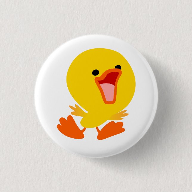 Cute Joyous Tecknad Duckling Button Badge Knapp (Framsida)