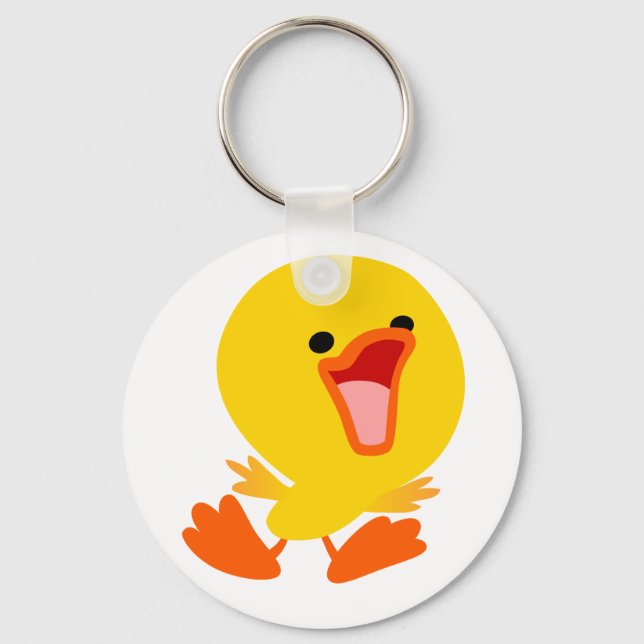 Cute Joyous Tecknad Duckling Keychain Nyckelring (Framsida)
