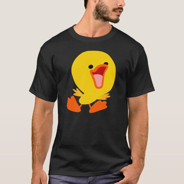 Cute Joyous Tecknad Duckling T-Shirt (Framsida)