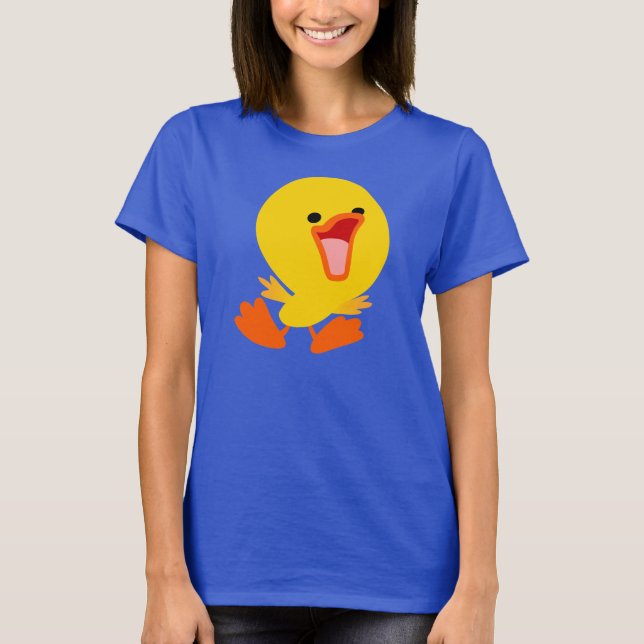 Cute Joyous Tecknad Duckling Women T-Shirt (Framsida)