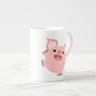 Cute Joyous Tecknad Gris Benporslin Mugg